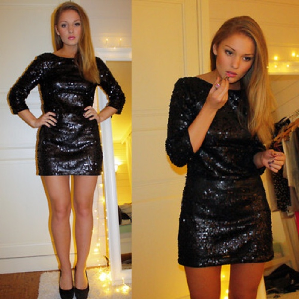 H&M Black sequin bodycon dress